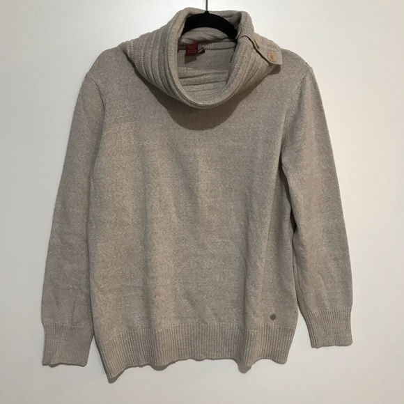 Olsen Europe Cowl Neck Wool Beige Sweater Size 14 - Picture 2 of 10